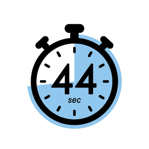 Cuarenta y cuatro segundos icono del cronómetro símbolo del temporizador 44 segundos tiempo de espera ilustración vectorial simple