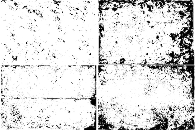 Cuarteto de imágenes cuadradas con bordes blancos, cada una con diseños abstractos únicos