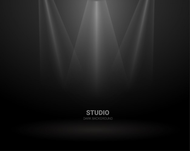 Vector cuarto oscuro con luz de estudio