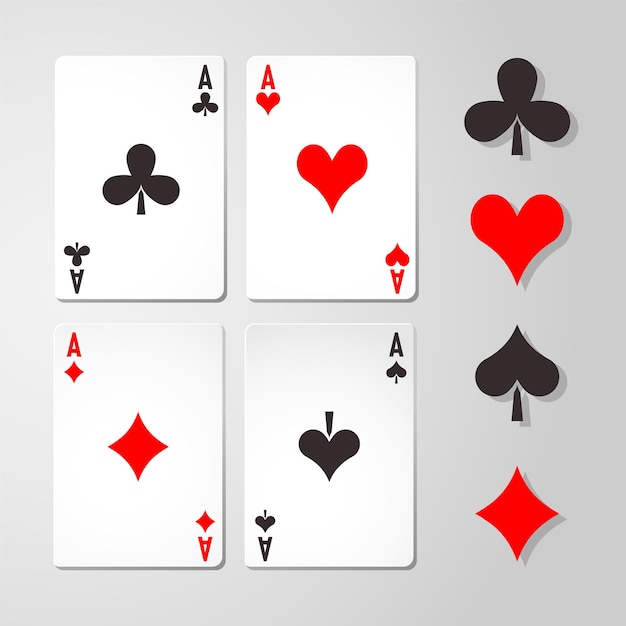 Cuatro ases naipes mano ganadora de póquer