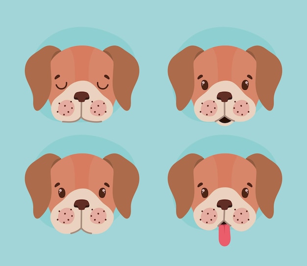 Vector cuatro caras de perro