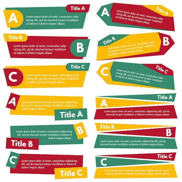 Cuatro conjuntos de tres elementos de diseño infográfico plantilla de diseño infográfico paso a paso ilustración vectorialxa