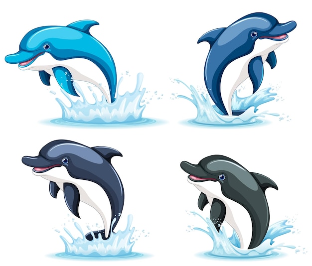 Cuatro delfines sonriendo