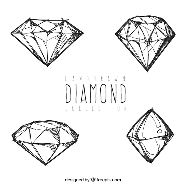 Cuatro diamantes dibujados a mano