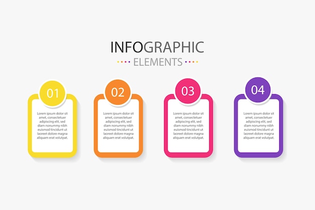 Cuatro elementos infográficos de cuadros de texto modernos para su uso en el trabajo en equipo actual de negocios, etc.
