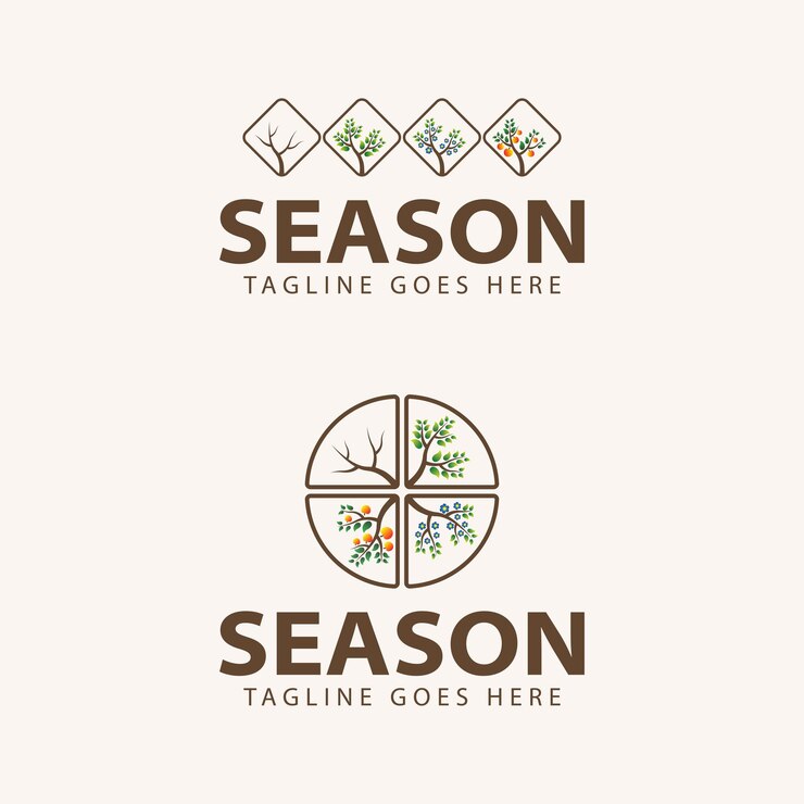Las cuatro estaciones de invierno verano otoño primavera logotipo.