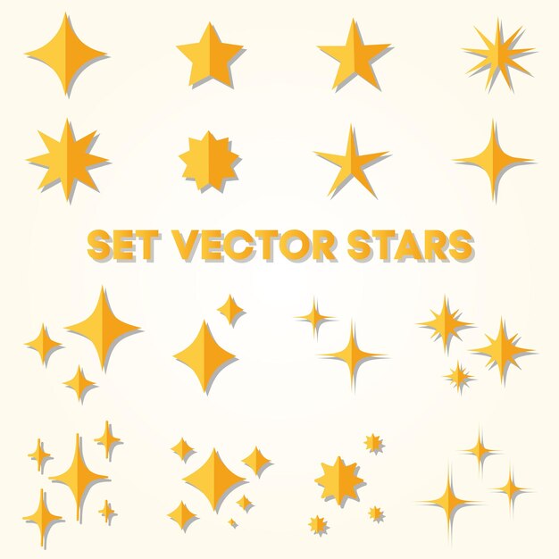 Vector cuatro estrellas amarillas fijan los colores