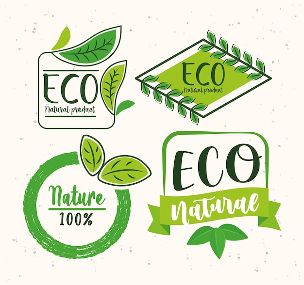 Vector cuatro etiquetas ecológicas