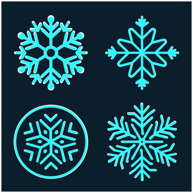 cuatro hermosos copos de nieve en este tablero