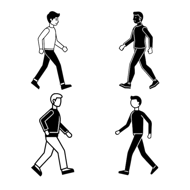 Cuatro hombres caminando en silueta