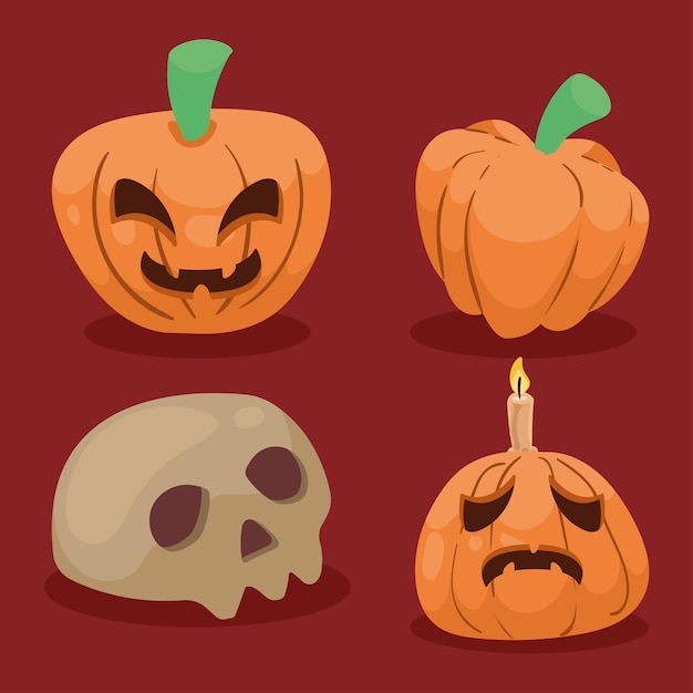 Cuatro iconos de celebración de halloween