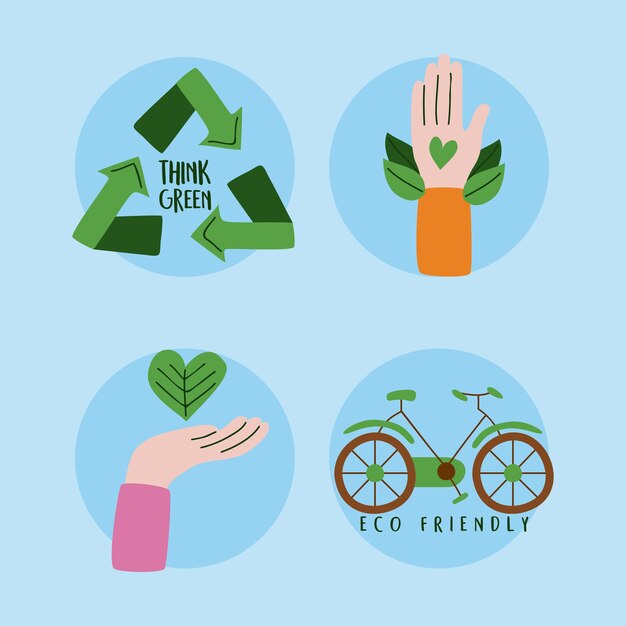 Cuatro iconos ecológicos