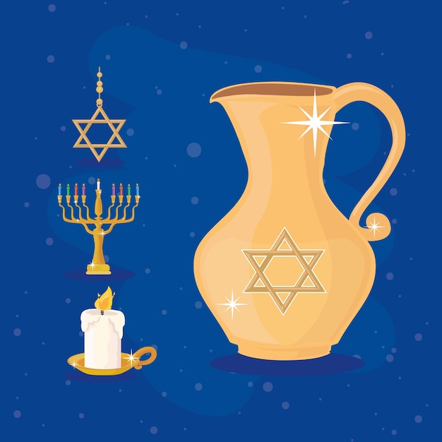 Cuatro iconos felices de hanukkah