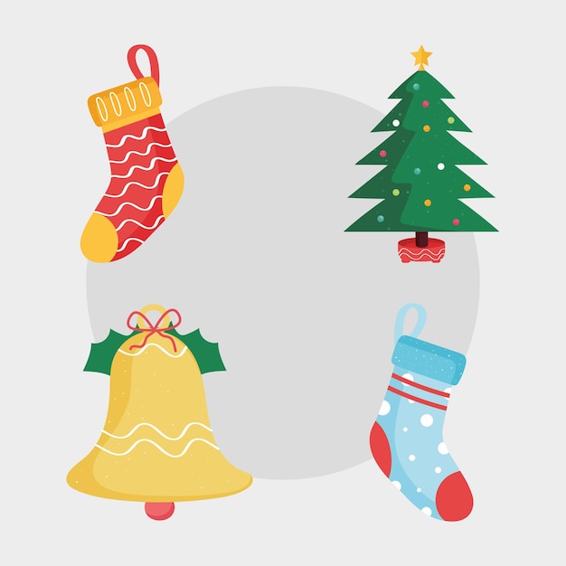 Cuatro iconos de feliz navidad