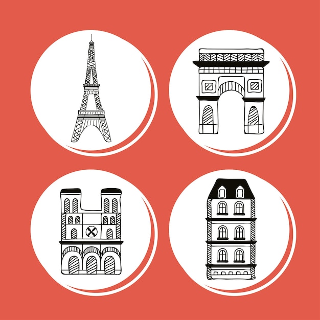 Cuatro iconos de país de parís