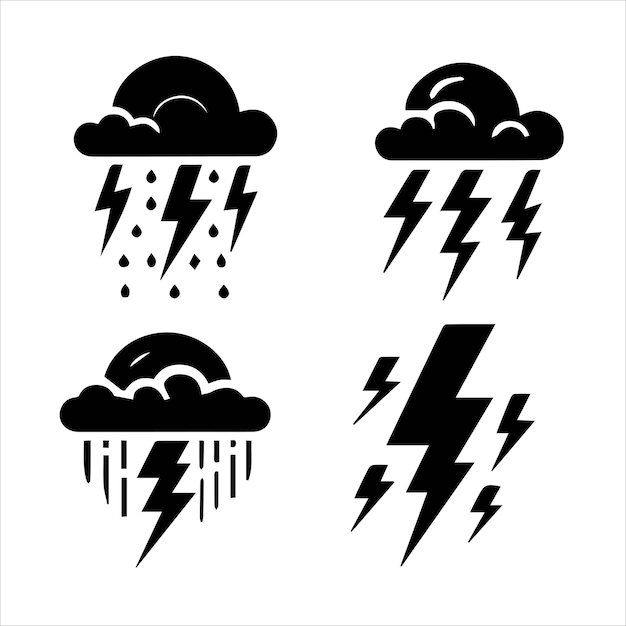 Cuatro iconos de tiempo tormentoso