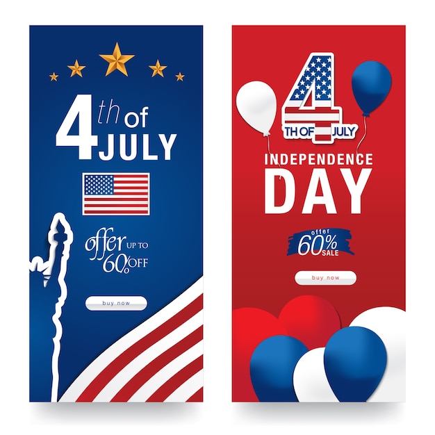 Cuatro de Julio. plantilla de banner de venta de día de independencia