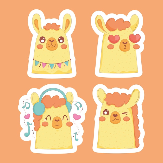Cuatro llamas peruanas