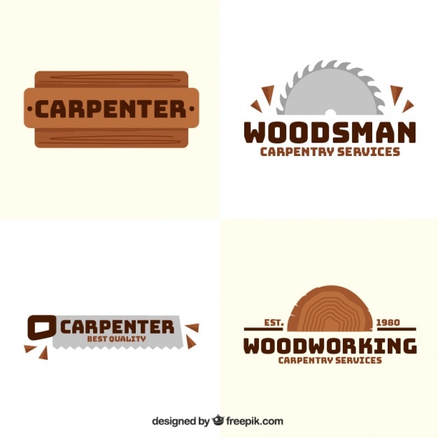 Vector cuatro logotipos para carpintería