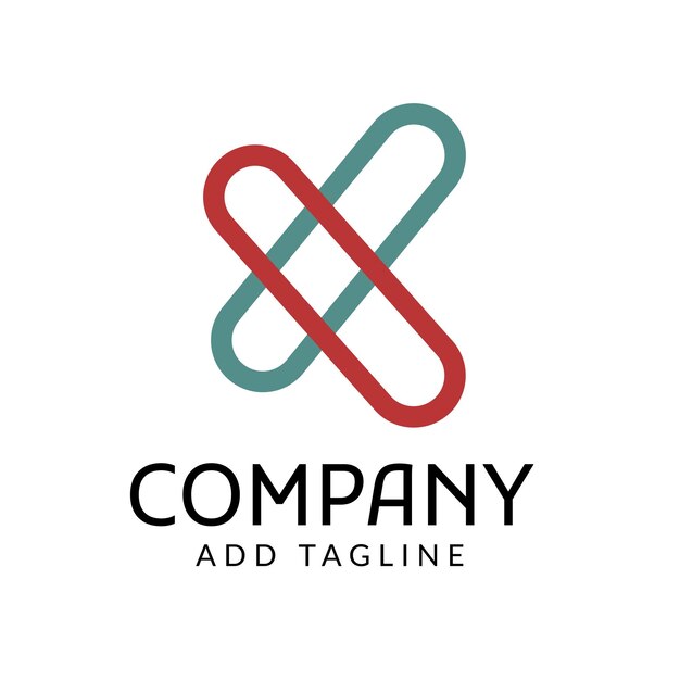 Cuatro logotipos geométricos coloridos de la compañía en gris