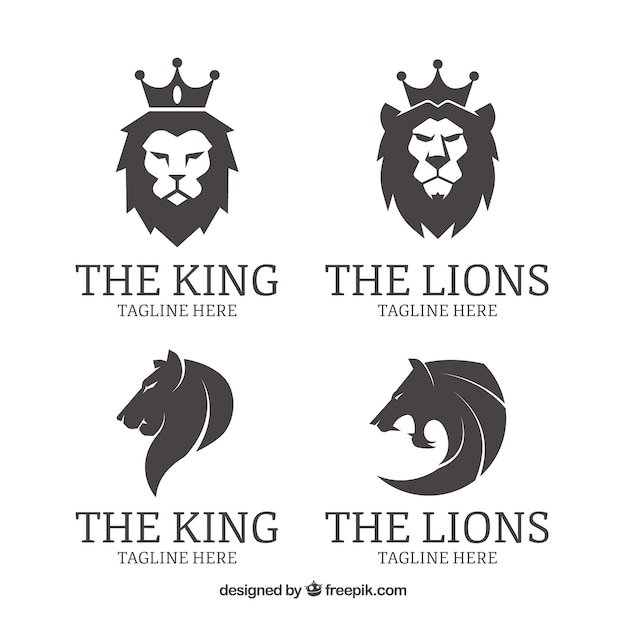 Cuatro logotipos león, blanco y negro
