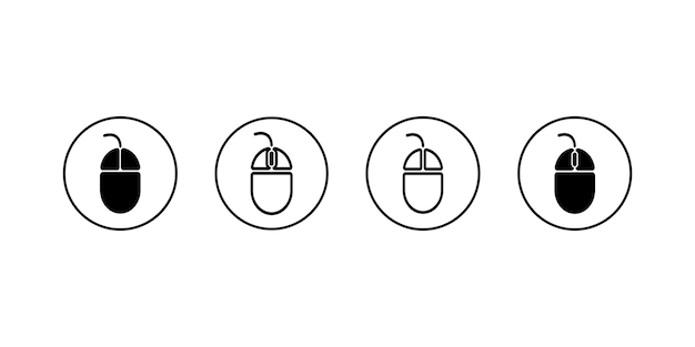 Cuatro mouse en círculo icono vectorial Puntero de cursores de computadora Ratón haga clic en signo de cursor