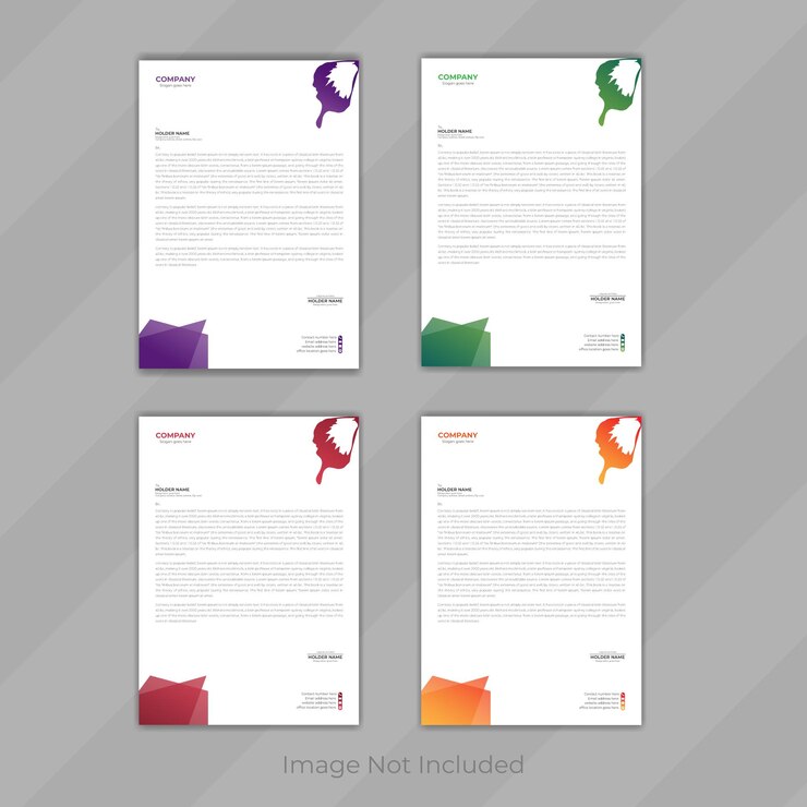 Vector cuatro muestras de diseño infográfico de empresa o membrete profesional de empresa fáciles de editar