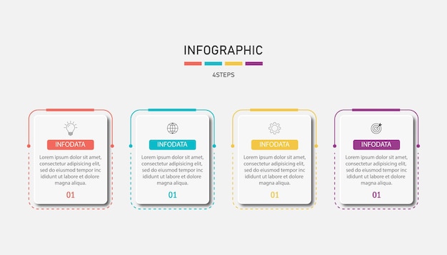 Cuatro pasos Diseño de elementos infográficos plantilla vectorial para la presentación