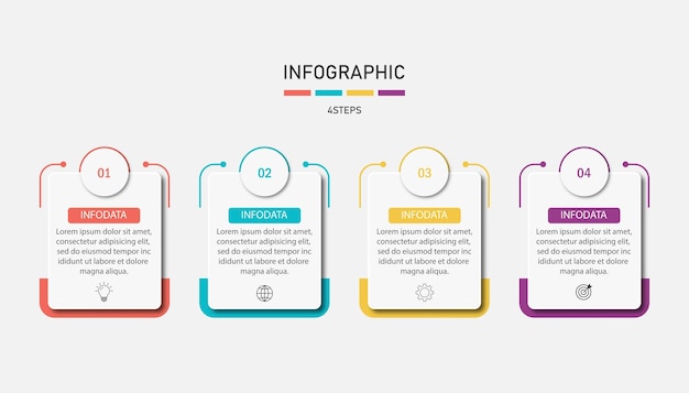 Cuatro pasos Diseño de elementos infográficos plantilla vectorial para la presentación