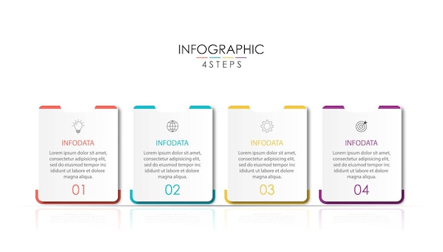 Cuatro pasos Diseño de elementos infográficos plantilla vectorial para la presentación