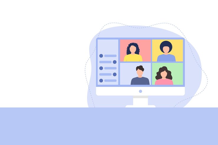Cuatro personas están teniendo una conferencia de negocios.