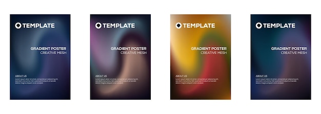 Cuatro plantillas de carteles con gradiente Diseño de malla creativa