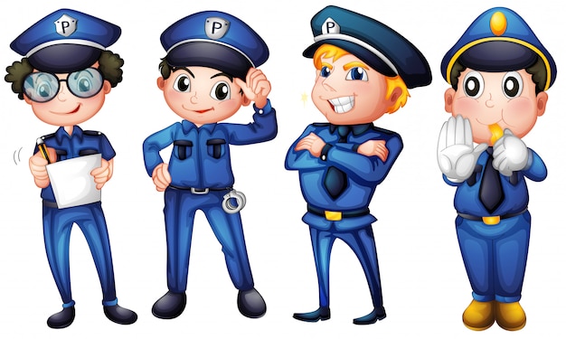 Vector cuatro policias