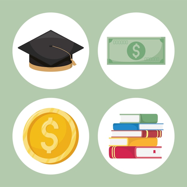 Cuatro préstamos para iconos de becas.