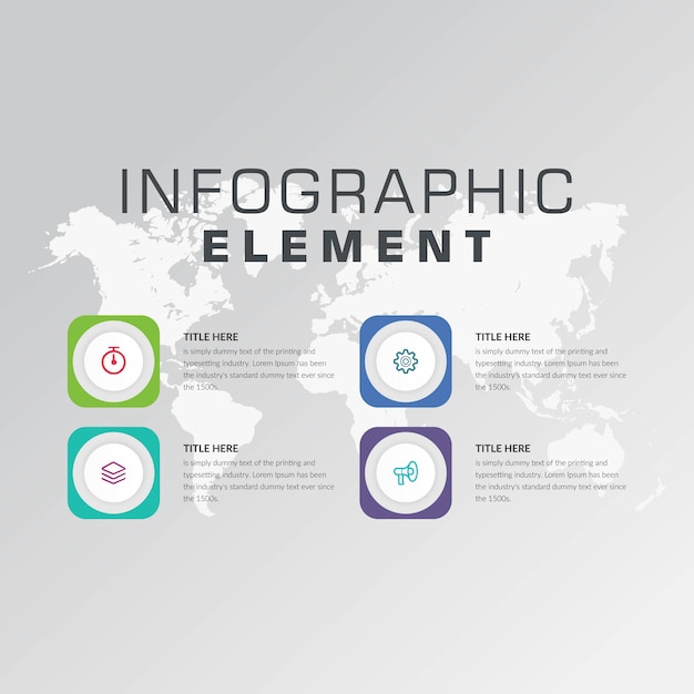 Cuatro puntos resumen infografía elemento estrategia empresarial