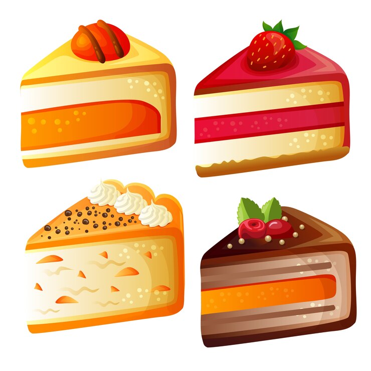 cuatro rebanadas de tortas