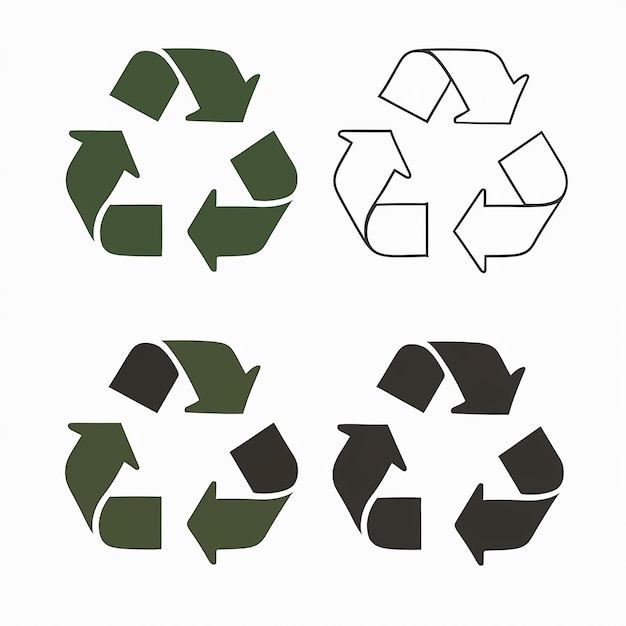 Vector cuatro símbolos de reciclaje