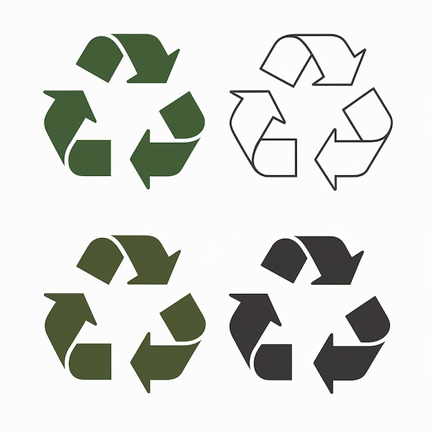 Vector cuatro símbolos de reciclaje