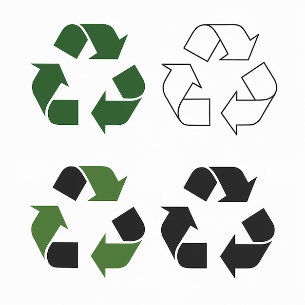 Vector cuatro símbolos de reciclaje