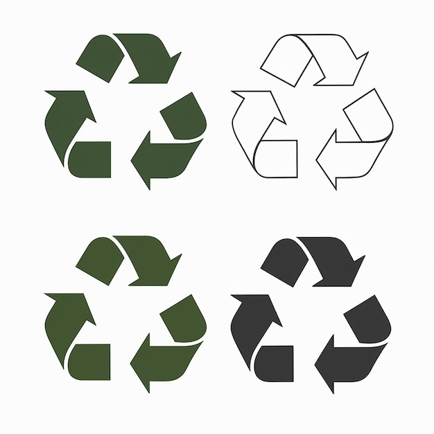 Vector cuatro símbolos de reciclaje