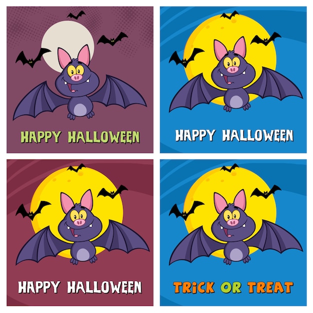 Cuatro tarjetas de felicitación de halloween