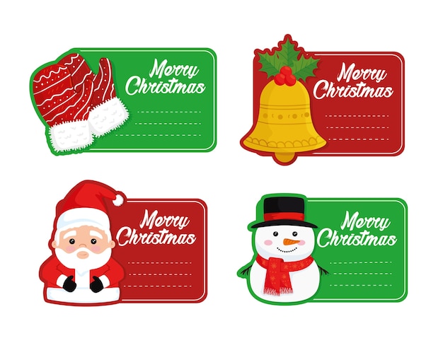 Cuatro tarjetas de feliz navidad feliz diseño de ilustraciones