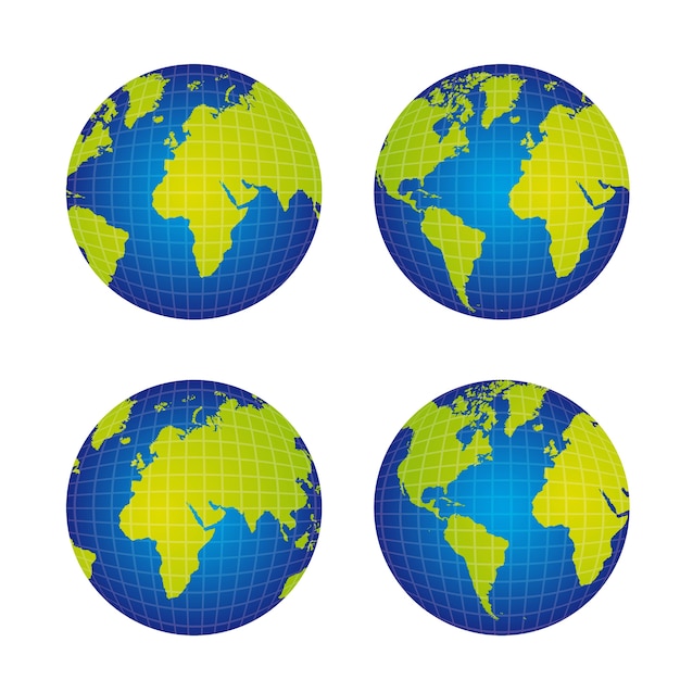 Cuatro tierras aisladas sobre fondo blanco ilustración vectorial