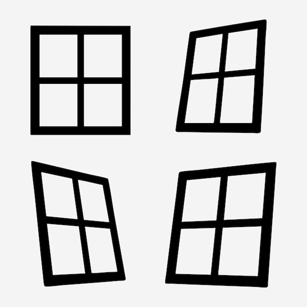 Cuatro ventanas estilizadas con diferentes perspectivas