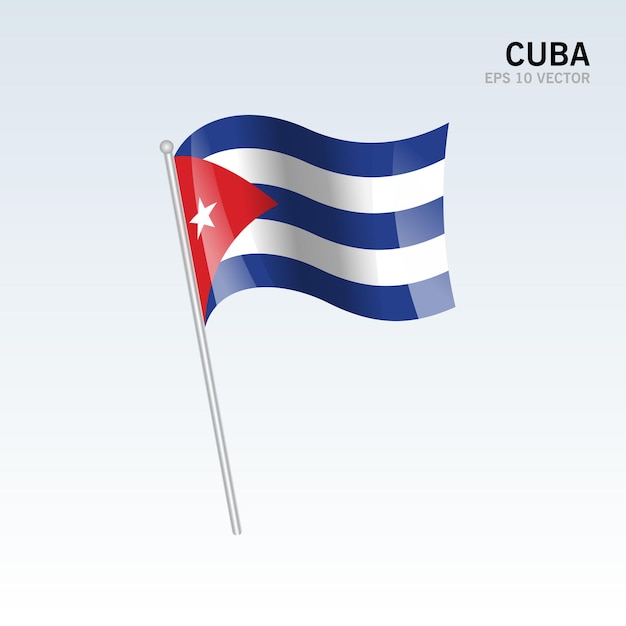 Cuba ondeando la bandera aislado en gris
