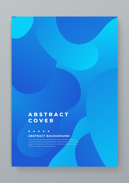 Cubierta abstracta de color azul minimalista y simple con gradientes con formas de ondas y fluidos Plantilla para informe anual folleto de revista propuesta de folleto de cartera póster