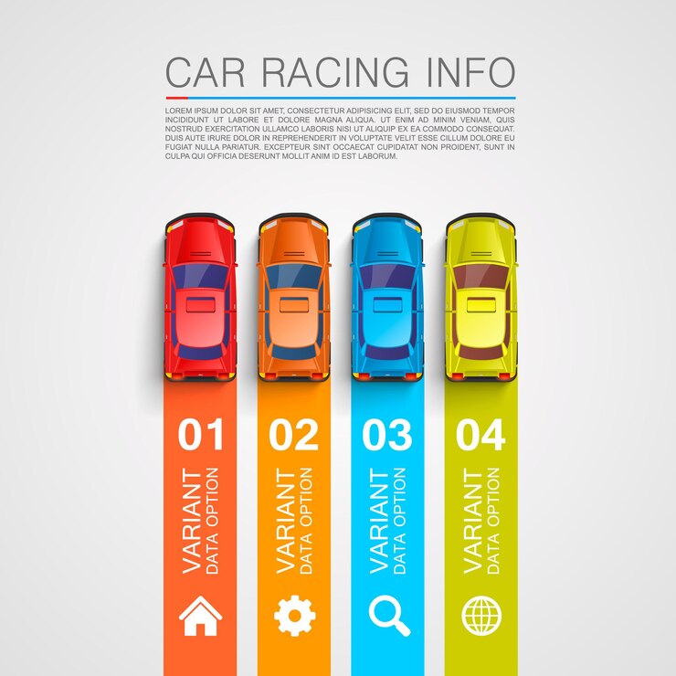 Vector cubierta de arte de información de carreras de coches. ilustración vectorial