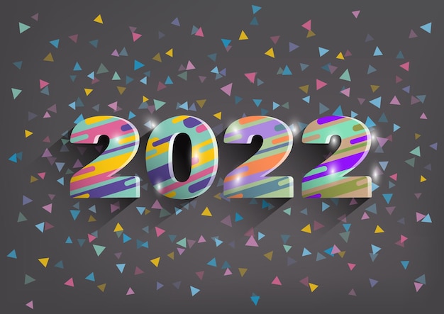 Cubierta de calendario de año nuevo 2022 con capas de corte de papel corte de números caligráficos vectoriales de talla 3d