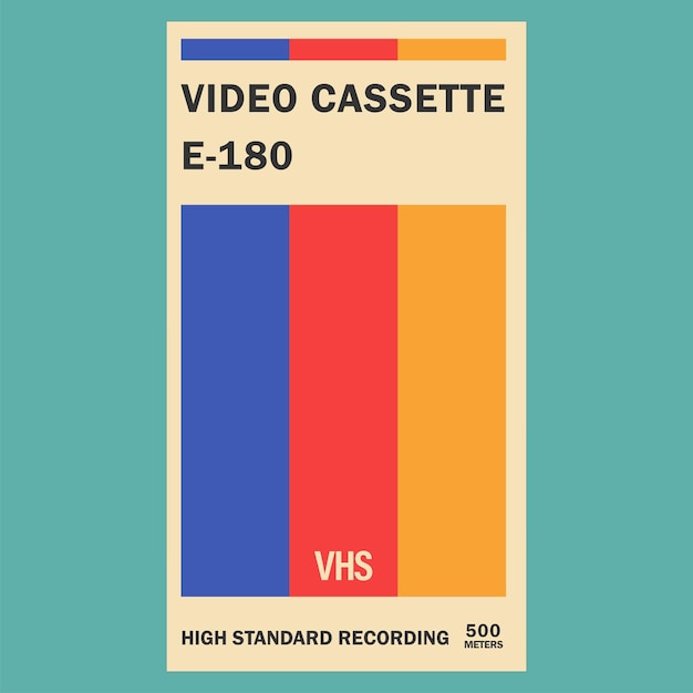 Cubierta de casete VHS e180 con colores retro