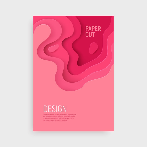 Cubierta de corte de papel rosa con fondo abstracto de limo 3D y capas de ondas de color rosa.